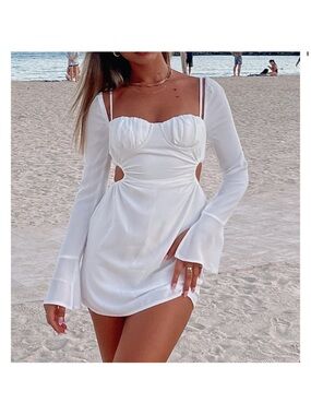 White Fox Boutique Cutout Long-Sleeve Mini Dress